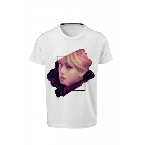 BTS - V - Dijital Baskılı Beyaz Unisex T-Shirt 08