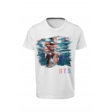 BTS - Jungkook - Dijital Baskılı Beyaz Unisex T-Shirt 04