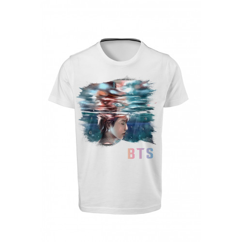 BTS - Jungkook - Dijital Baskılı Beyaz Unisex T-Shirt 04