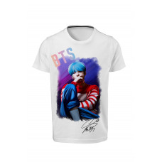 BTS - Suga - Dijital Baskılı Beyaz Unisex T-Shirt 07