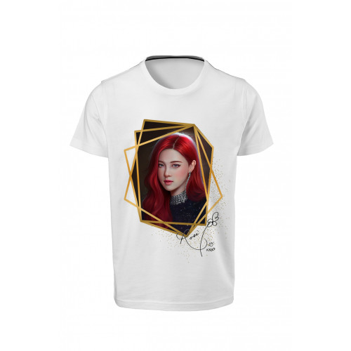 Blackpink - Rose - Dijital Baskılı Beyaz Unisex T-Shirt 05