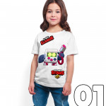 Brawl Stars - 8 Bit - Dijital Baskılı Beyaz Kişiye Özel T-Shirt