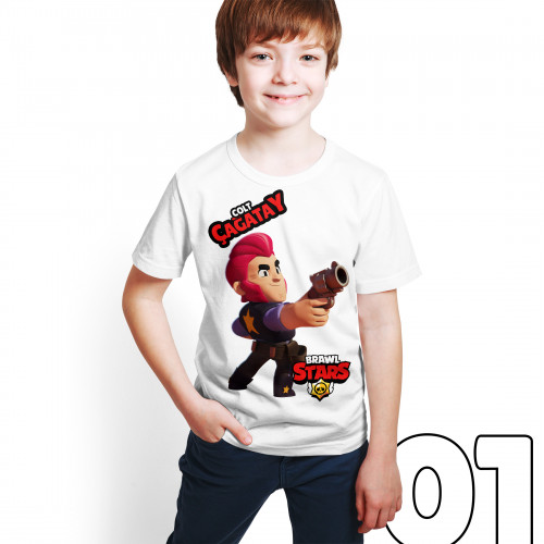 Brawl Stars - Colt - Dijital Baskılı Beyaz Kişiye Özel T-Shirt