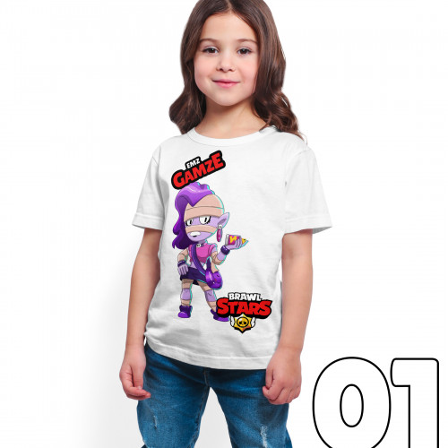 Brawl Stars - Emz - Dijital Baskılı Beyaz Kişiye Özel T-Shirt