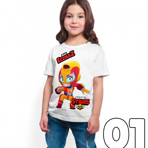 Brawl Stars - Max - Dijital Baskılı Beyaz Kişiye Özel T-Shirt