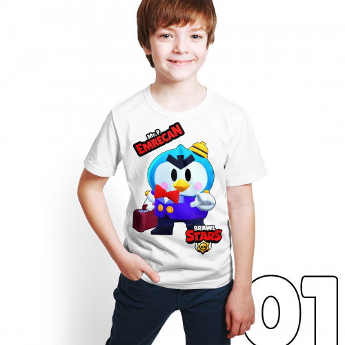 Brawl Stars - Mr. P - Dijital Baskılı Beyaz Kişiye Özel T-Shirt