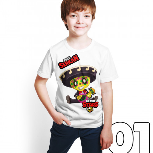 Brawl Stars - Poco - Dijital Baskılı Beyaz Kişiye Özel T-Shirt