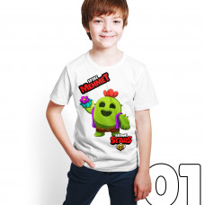 Brawl Stars - Spike - Dijital Baskılı Beyaz Kişiye Özel T-Shirt