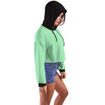 Su Yeşili Kapüşonlu Crop Top Kadın Sweatshirt